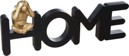 Decoratief woord  "HOME" met aap - Zwart