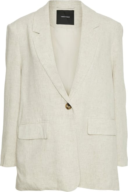 Vero Moda VMVERA LS LINEN BLAZER NOOS Dames Blazer Oatmeal - Maat XL