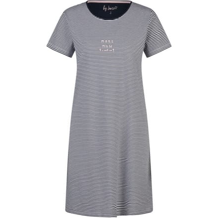 By Louise Dames Lang Nachthemd Korte Mouwen Donkerblauw Gestreept - Maat M