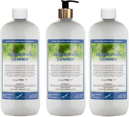Bodylotion Dennen 1 Liter - met gouden pomp - set van 3 stuks
