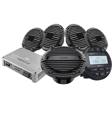 Hertz Marine complete 12V Audio Kit - HMR10 HEX6.5 HMS10 V5C - zwarte uitvoering