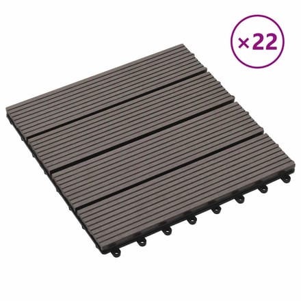 vidaXL - Terras - Tegel - 22 - st - Donkerbruin - 30 - x - 30 - cm - WPC