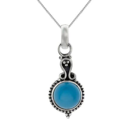 WeLoveSilver - zilveren ketting dames - blauwe chalcedoon - 45 cm