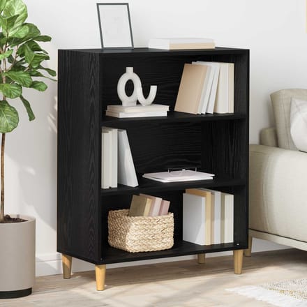 vidaXL - Dressoir - Zwart - Eiken - 69,5 - x - 32,5 - x - 90 - cm - Bewerkt - hout