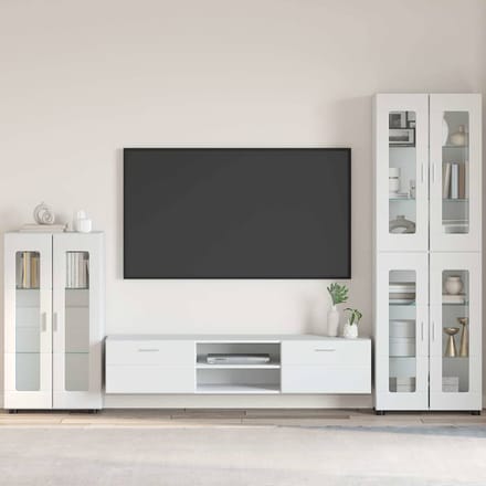 vidaXL - Dressoir - FLORIN - 55,5 - x - 29 - x - 100 - cm - Hoogglans - wit - Bewerkt - hout