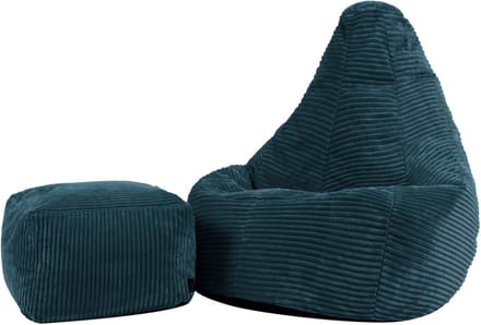 icon - Dalton Kinderzitzak Stoel met Poef - Ribfluweel - Blauwgroen