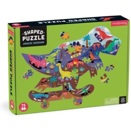 Jurassic Skatepark 75 Piece Shaped Scene Puzzle - Mudpuppy