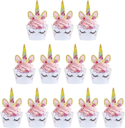 Solidchoice - Eenhoorn Cupcake Decoratie Set van 12 Stuks