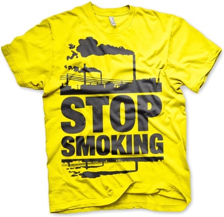 Hybris T-shirt 'Stop Smoking' - geel