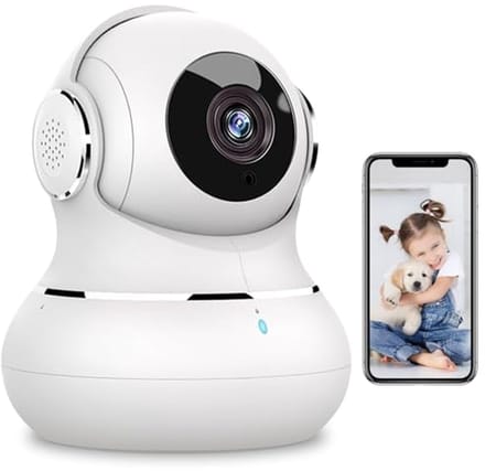 Wifi Camera - Babyfoon Camera - Thuisbeveiliging - 360 Graden Pan Tilt - 1080P HD - Gebroken Wit