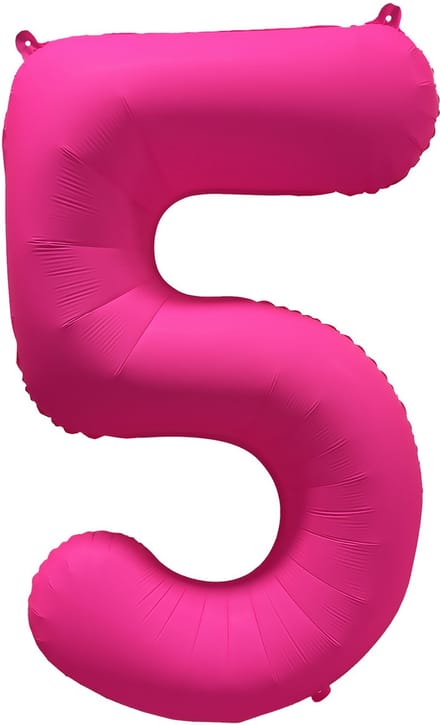 Folieballon cijfer 5 - Neon Roze - 86 cm
