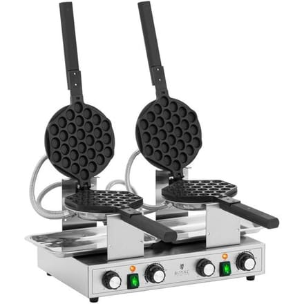 Bubbel wafelijzer - 2 x 1400 W - 50 - 250 °C - Timer: 0 - 5 min - Royal Catering RCWM-2800-B