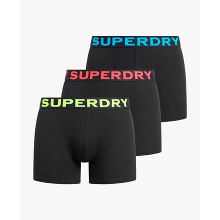 Superdry BOXER TRIPLE PACK Heren Onderbroek - Black/Neon