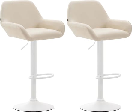 CLP Braga Set van 2 barkrukken - Kunstleer - creme wit