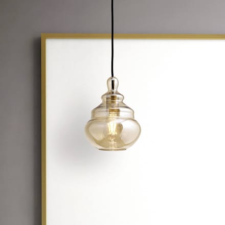 miloox by Sforzin Hanglamp Adone, barnsteen, glas, Ø 19 cm, 1-lamp