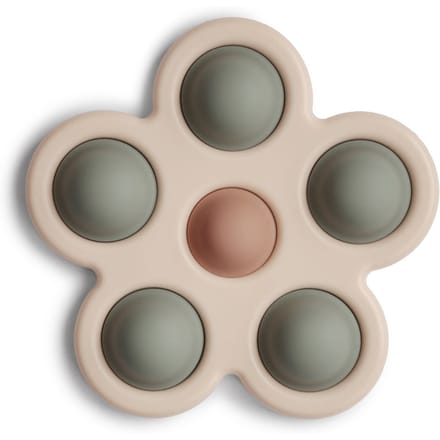 Mushie - Popi It Bloem - Sensorische Siliconen Speelgoed - Activiteiten speelgoed - Dried Thyme