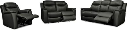 Vente-unique Driezits- en tweezits relaxbank en relaxfauteuil EVASION van leer - zwart