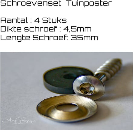 * PREMIUM * Tuinposter | Tuindoek - bevestigingsset schroeven 35mm  (set van 4)