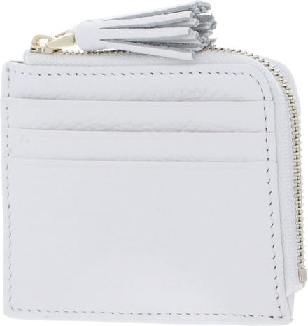 COCCINELLE Leren Kaarthoes Tassel Credit Card Holder Brillant White Wit