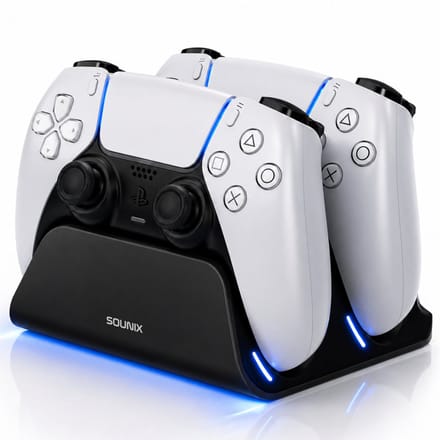 Sounix Oplaadstation geschikt voor PS5 / PS5 Slim / PS5 PRO / DualSense Controller - PS5 accessoires - Dual Oplader - Charging Dock - Zwart