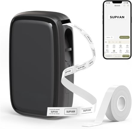 Labelprinter Mini Draadloos – Label Maker Compact met Bluetooth | Etiketten Printer incl. 1 Rol Gratis, Zelfklevend, Water- & Slijtvast