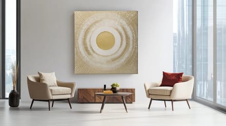 Vierkant Canvas Schilderij - Abstract - Gouden Kleur - 100x100x2 cm