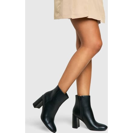 boohoo Dames Blockhaks Enkellaarsje | Black | Maat: 8