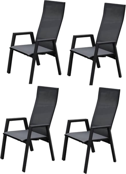 Nancy dining tuinstoel verstelbaar antraciet textileen set van 4
