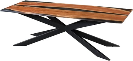 MASSIVMOEBEL24.DE EPOXY Unikat #3 eettafel blank gelakt massief hout acacia met epoxyhars