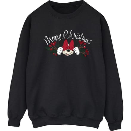 Disney Dames/Dames Minnie Mouse Kerstmis Holly Sweatshirt (Zwart)