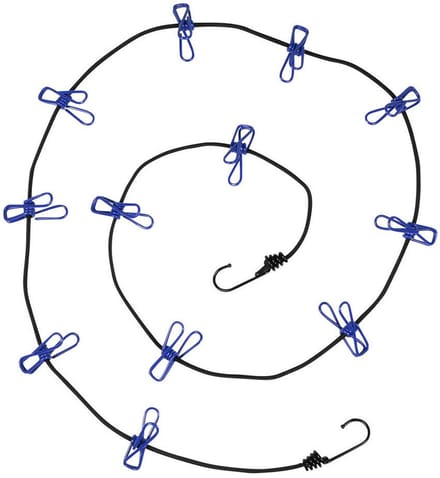 Benson Waslijn incl. 12 knijpers - elastisch van 190 tot 320 cm - met haken