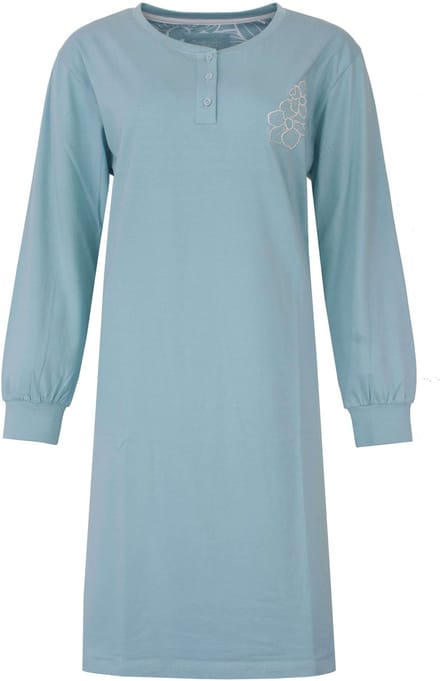 Tenderness Dames Nachthemd - Lange Mouwen - Licht Blauw - Maat M