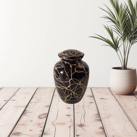 Verdeel Urn - Dieren urn - Kinder urn - Classic Black with Gold Lines 2196