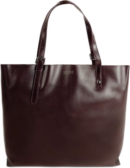 Solier FL32 Tivora - Leren dames shopper - Geschikt voor A4 - Met ritssluiting - Bordeauxrood