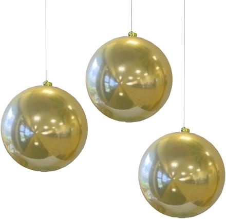 Decoris Kerstbal - 3x - licht parel/champagne - groot - 20 cm - kunststof - glans - kerstversiering