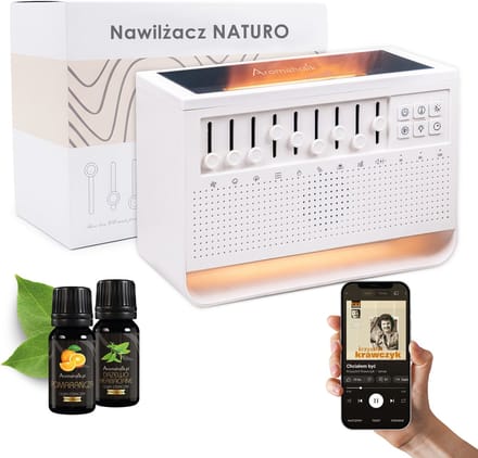 Naturo - Aroma Diffuser & Luchtbevochtiger - Bluetooth Speaker - Witte Ruis & Natuurgeluiden