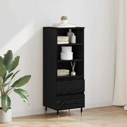 vidaXL Highboard Zwart Eiken 40 x 36 x 110 cm Bewerkt hout