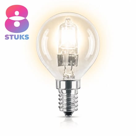 8x Kogel Halogeenlamp E14 - 60W - Warm Wit Licht (2700K) - 255 lm - 1 jaar - Dimbaar