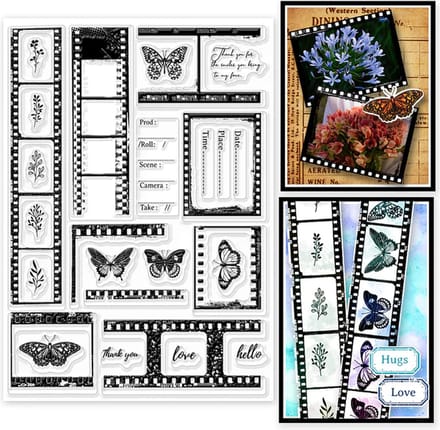 BaBaBa Clear Stempels Set van Vlinders en Filmstrips A5 formaat Set