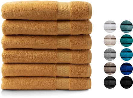 DoubleDry XL Handdoeken 70 x 140 - set van 6 - Hotel kwaliteit 500 g/m2 - 6x Okergeel