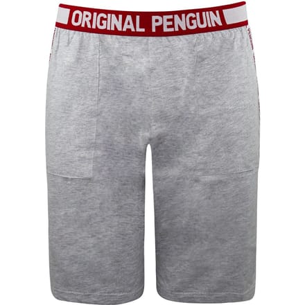 Men's Penguin Solid Patterned Wordmark Pyjama Shorts in Grey