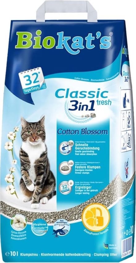 Biokat's Classic 3in1  Fresh Katoenbloemen - Kattenbakvulling - Klontvormend - 10L