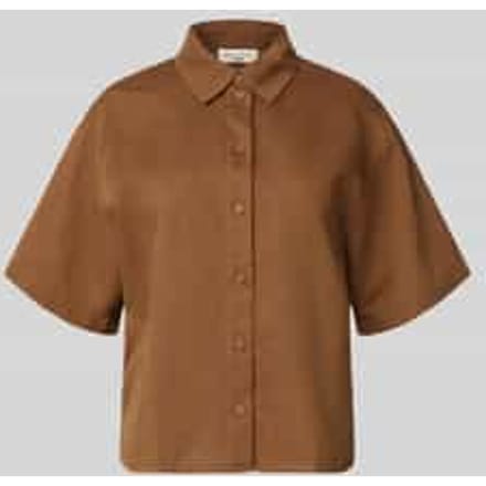 regular fit overhemdblouse van mix van katoen en linnen