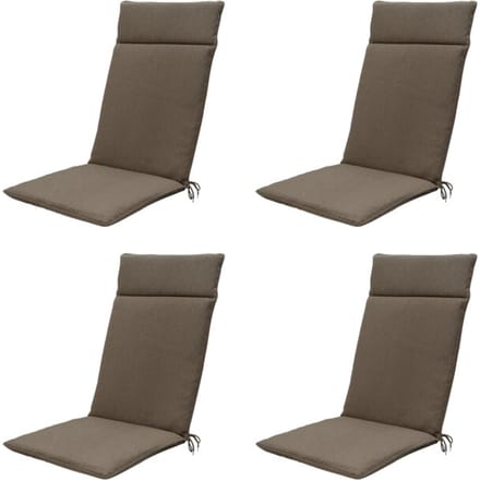 Madison - Tuinstoelkussen Hoge Rug Taupe canvas eco+ - Ca. 120x50 cm - Set van 4