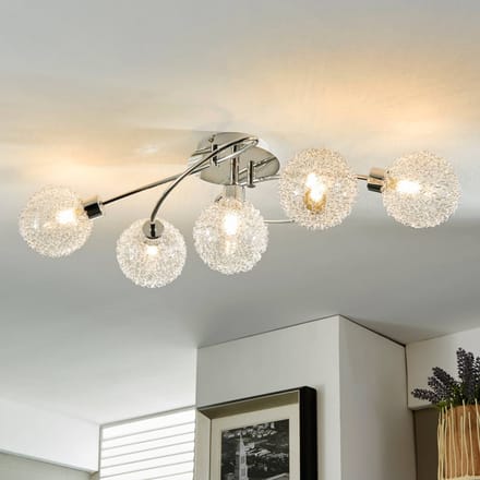 Lindby - plafondlamp - 5lichts - Metaal, glas - H: 30 cm - G9 - zilver, chroom