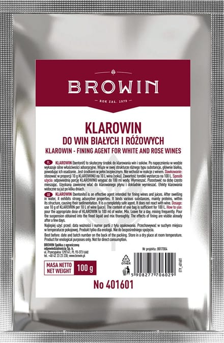 Klarowin klaringsmiddel voor witte en roséwijnen 100 g