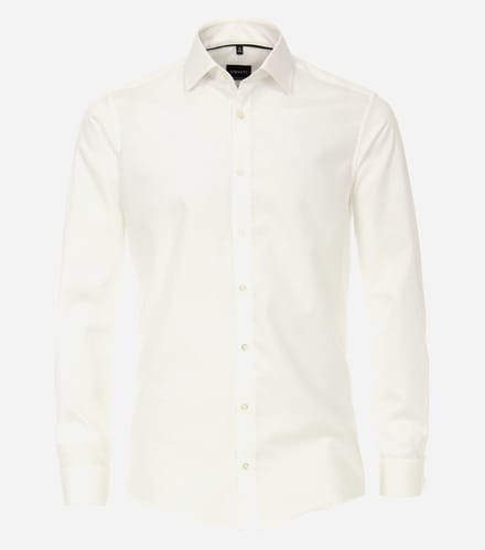 VENTI modern fit overhemd - popeline - beige met dubbele manchet - Strijkvrij - Boordmaat: 43