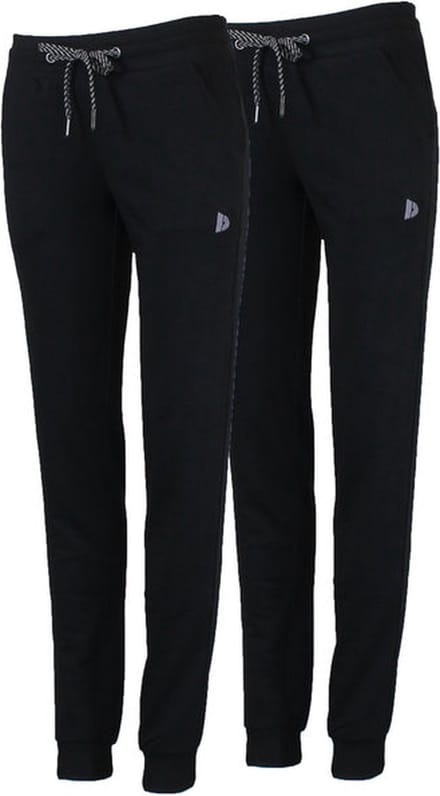 2-Pack Donnay - Joggingbroek met elastiek (Puck) - Sportbroek - Dames - Black (020) - maat M