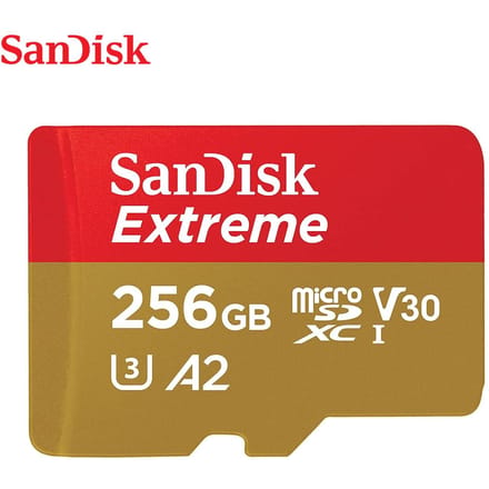 SanDisk Extreme microSDXC-kaart 256 GB Class 10, UHS-I, v30 Video Speed Class Schokbestendig, Waterdicht