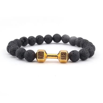 Lavastenen armband dumbell goudkleur